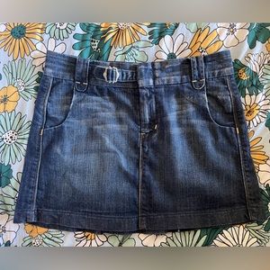 Gently worn preowned Seven 7 for all Mankind Denim mini skirt 29 pleated buckle